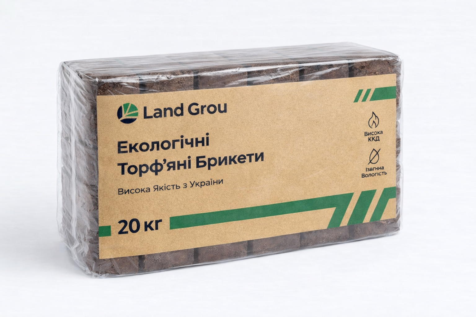 Торфобрикет в плівці (20кг)